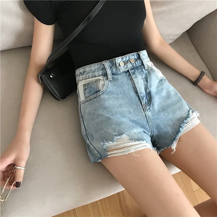 Victoria Celana Pendek Jeans Wanita Sobek Hotpants Jeans Ripped 4069