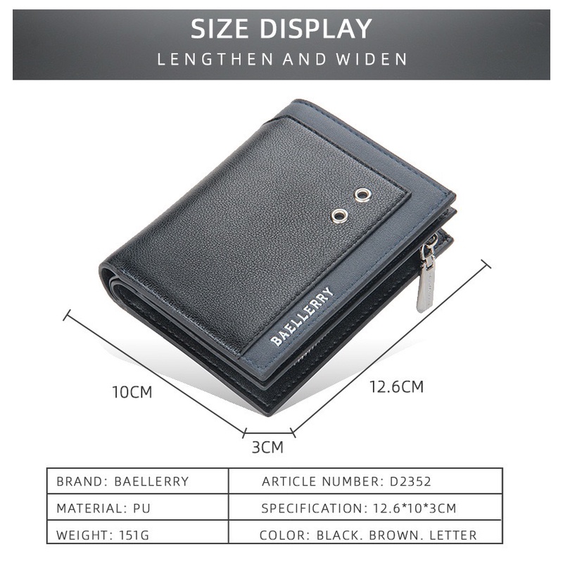 ORIGINAL BAELLERRY DOMPET UANG LIPAT ZIPPER TEBAL PREMIUM C2352