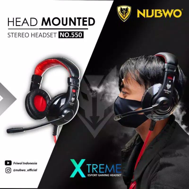 Headshet Gaming Stereo Nubwo No. 550 - Headphone Gaming Sport Stereo Nubwo
