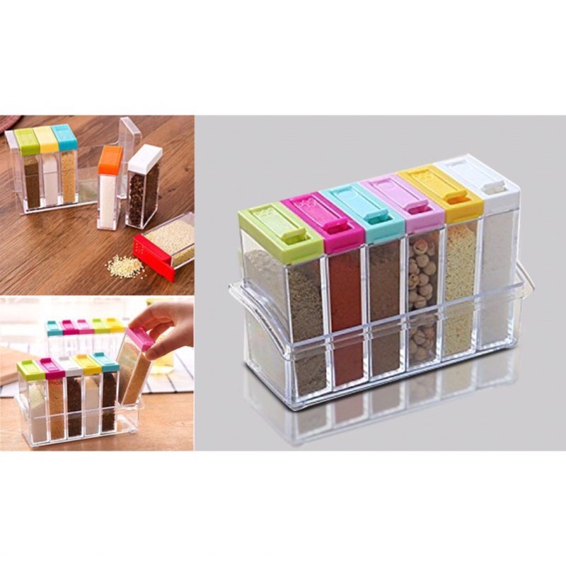 Tempat bumbu 6 in 1 / Rak bumbu dapur / Set tempat bumbu makan Unik