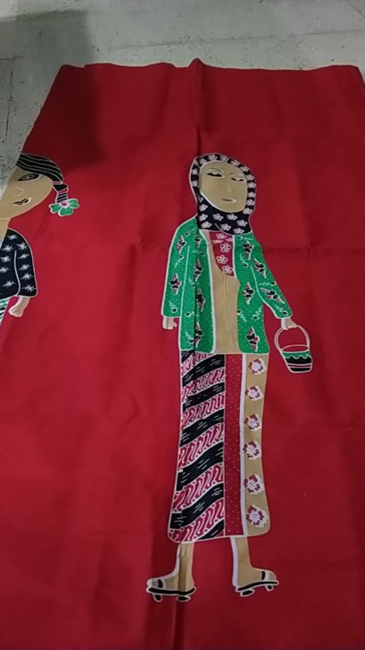 Kain Batik Solo Karakter Motif Mbok Jamu Warna Merah