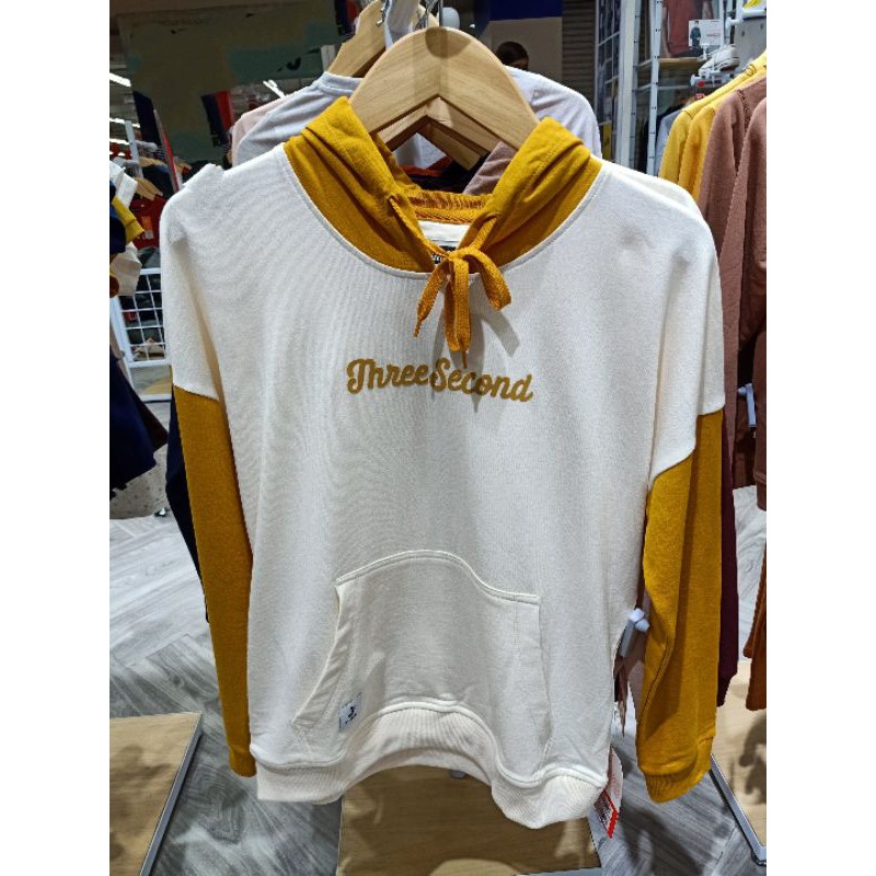 HOODIE CEWEK 3SECOND KOMBINASI DUA WARNA-Kuningcream