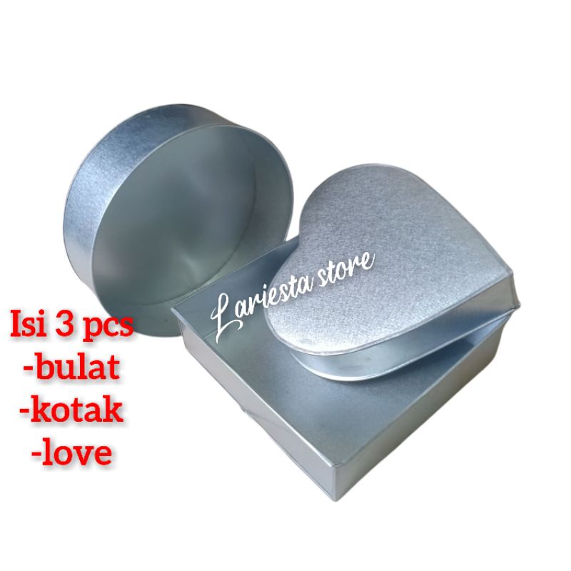 3 pcs loyang kue bolu kotak love dan bulat