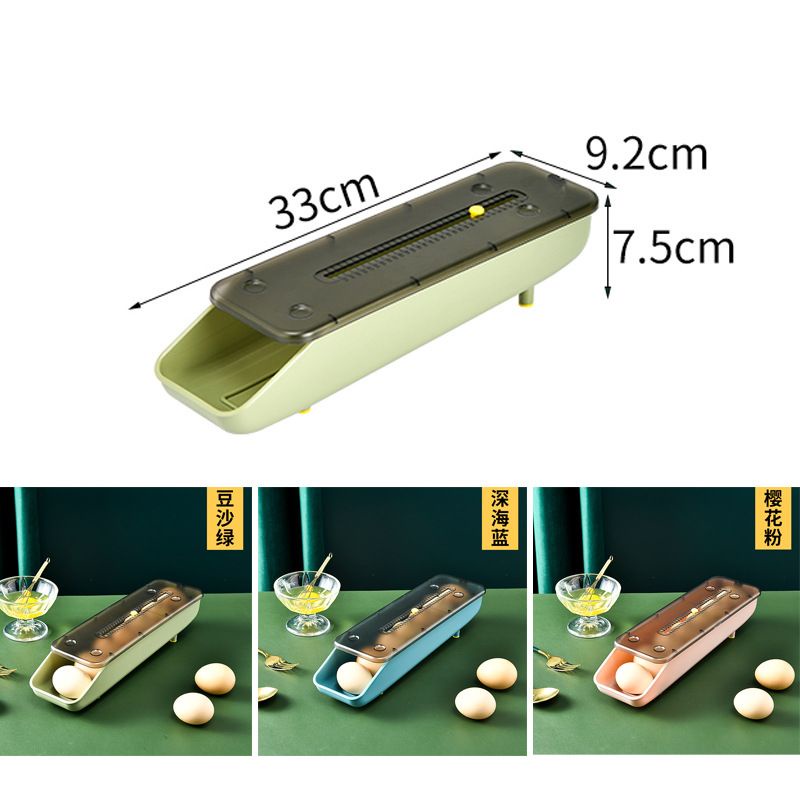 (BOW) Kotak Penyimpanan telur / Egg Box Storage Dengan Model Panjang Keluar Otomatis Unik Serbaguna 8AS09