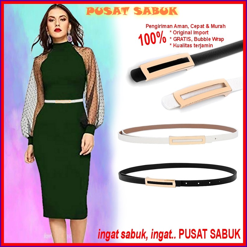 Gesper Sabuk Wanita Kulit Ikat Pinggang Women Belt Gold Tali kecil Fashion Korea Warna Emas kekinian