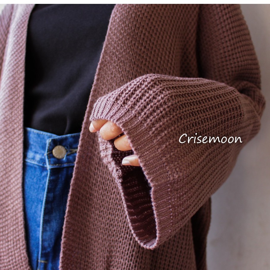 Cardigan Rajut Oversize PREMIUM Kardigan Rajut Jumbo TEBAL-BURGUNDY