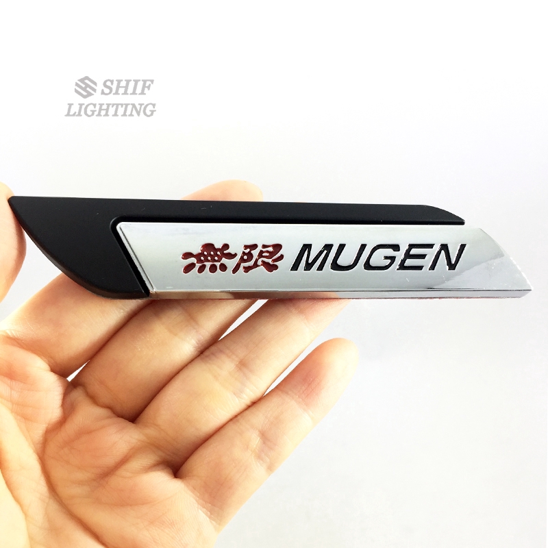 2Pcs Stiker Emblem / Badge Motif mugen Logo Emas Bahan Metal untuk Dekorasi Mobil Honda
