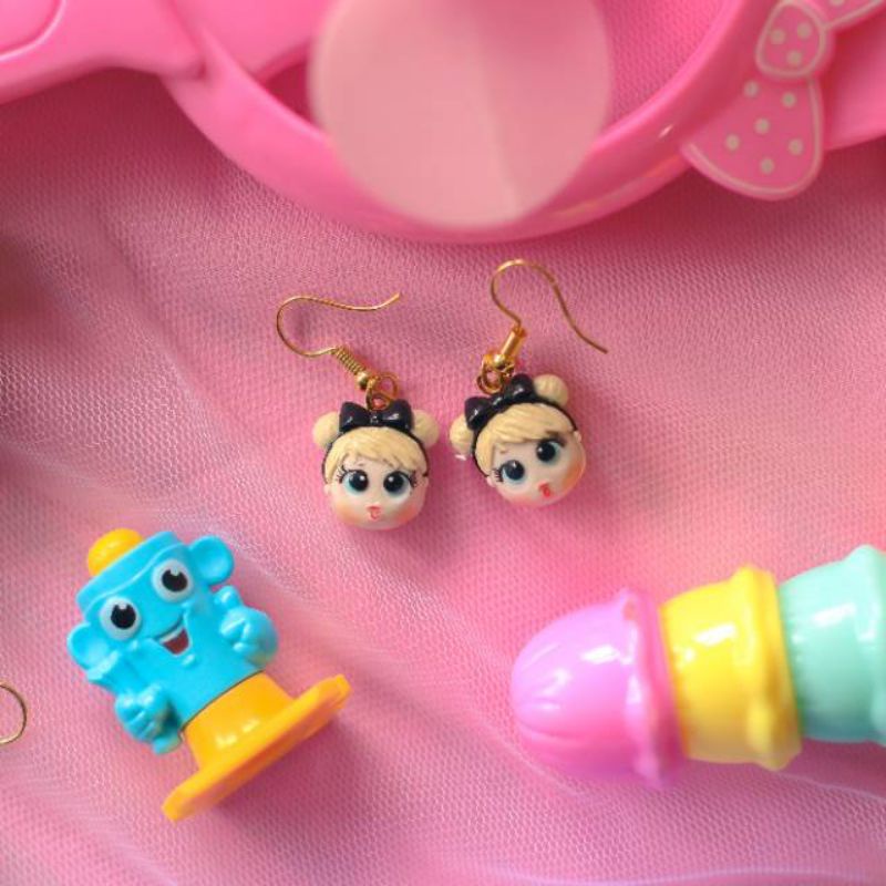 Anting lol suprise doll ball giwang gantung anak boneka handmade clay import
