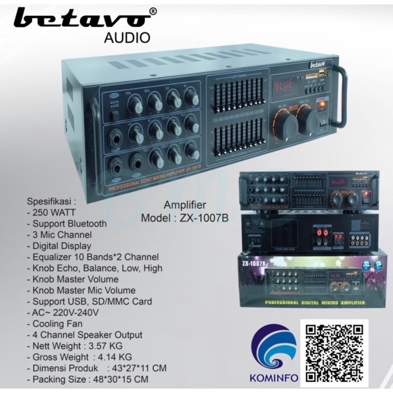 Amplifier Betavo ZX 1007B/ ZX1007B/ ZX 1007 B Bluetooth