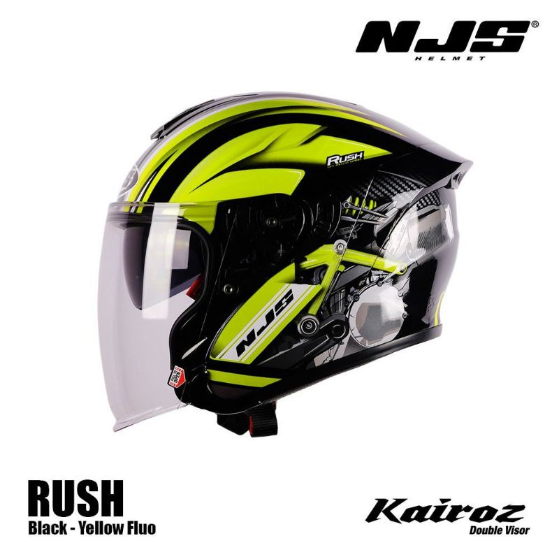 HELM NJS KAIROZ RUSH ORIGINAL-BLACK YELLOW FLUO