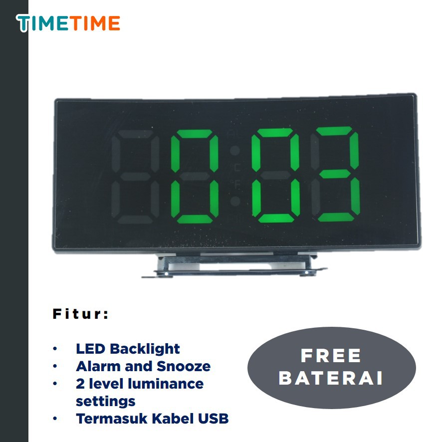 Jam Meja Digital LED Smart Alarm Desk Clock ES6507 Free Baterai