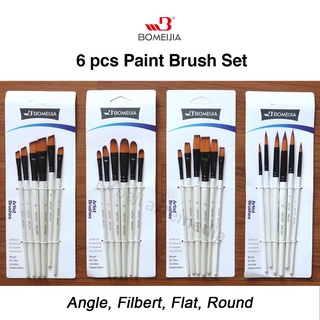 BOMEIJIA Artist 6 pcs Short Handle Brush Round / Filbert / Angle / Flat