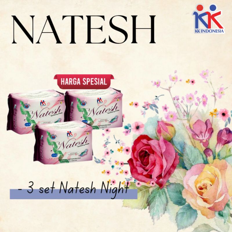 Pembalut Natesh - Pembalut Herbal - Natesh Night - Pembalut Panjang - Natesh Pantyliner - Pembalut K