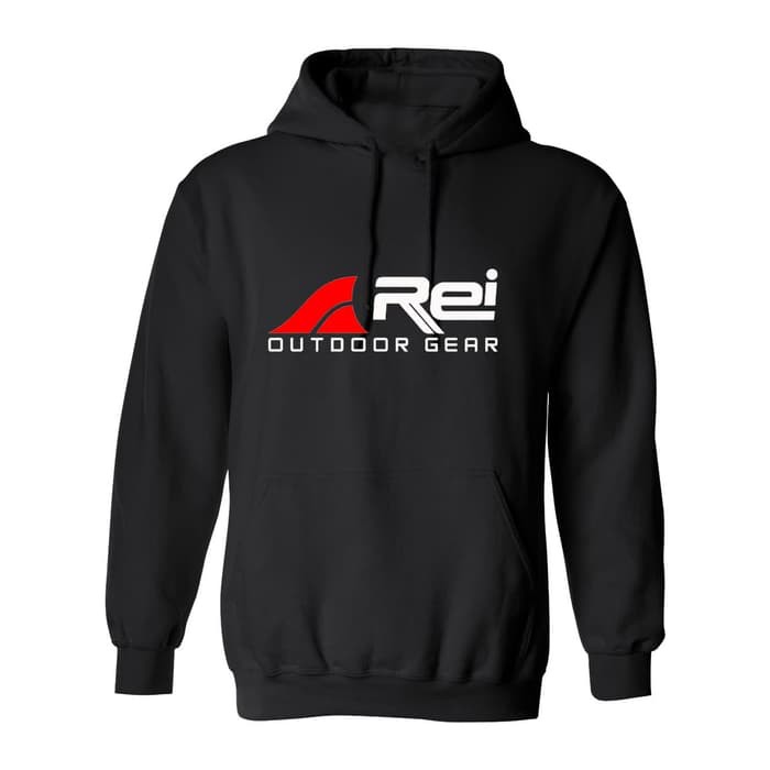 JAKET HOODIE JUMPER REI OUTDOOR GEAR HITAM BIG SIZE TERBARU - M