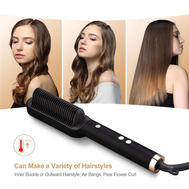 E ONE Catokan rambut Catok Sisir Pelurus Rambut Hair Straightener Curler 2 in 1Perawatan anti-melepuh/rambut