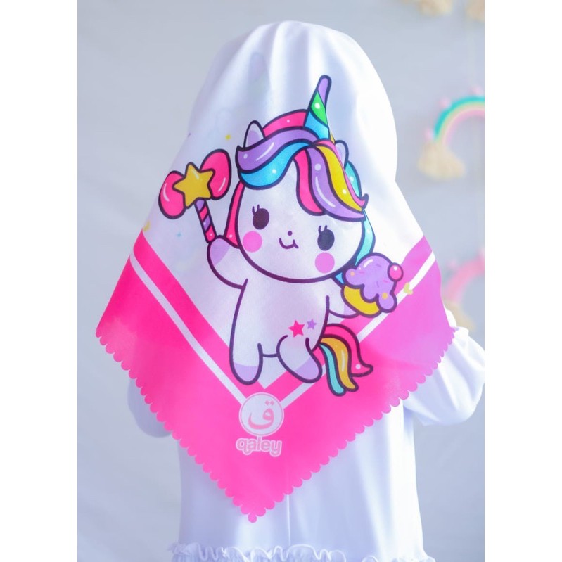 VOAL PRINTING ANAK UNICORN PUTIH / HIJAB UNICORN / HIJAB ANAK LUCU / JILBAB ANAK KARAKTER