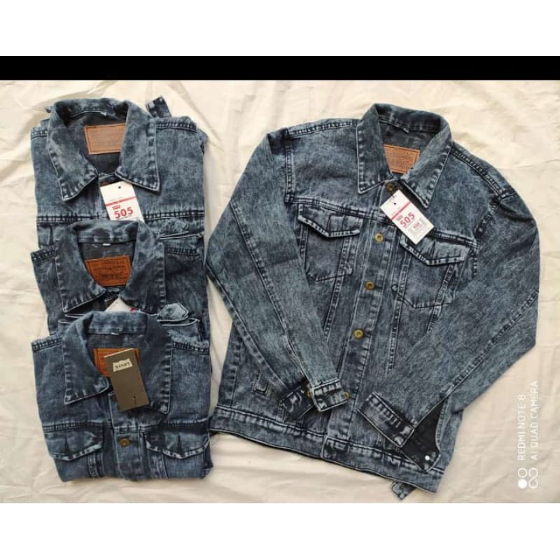 JAKET JEANS SENWOS BIRU PUDAR DAN HITAM PUDAR