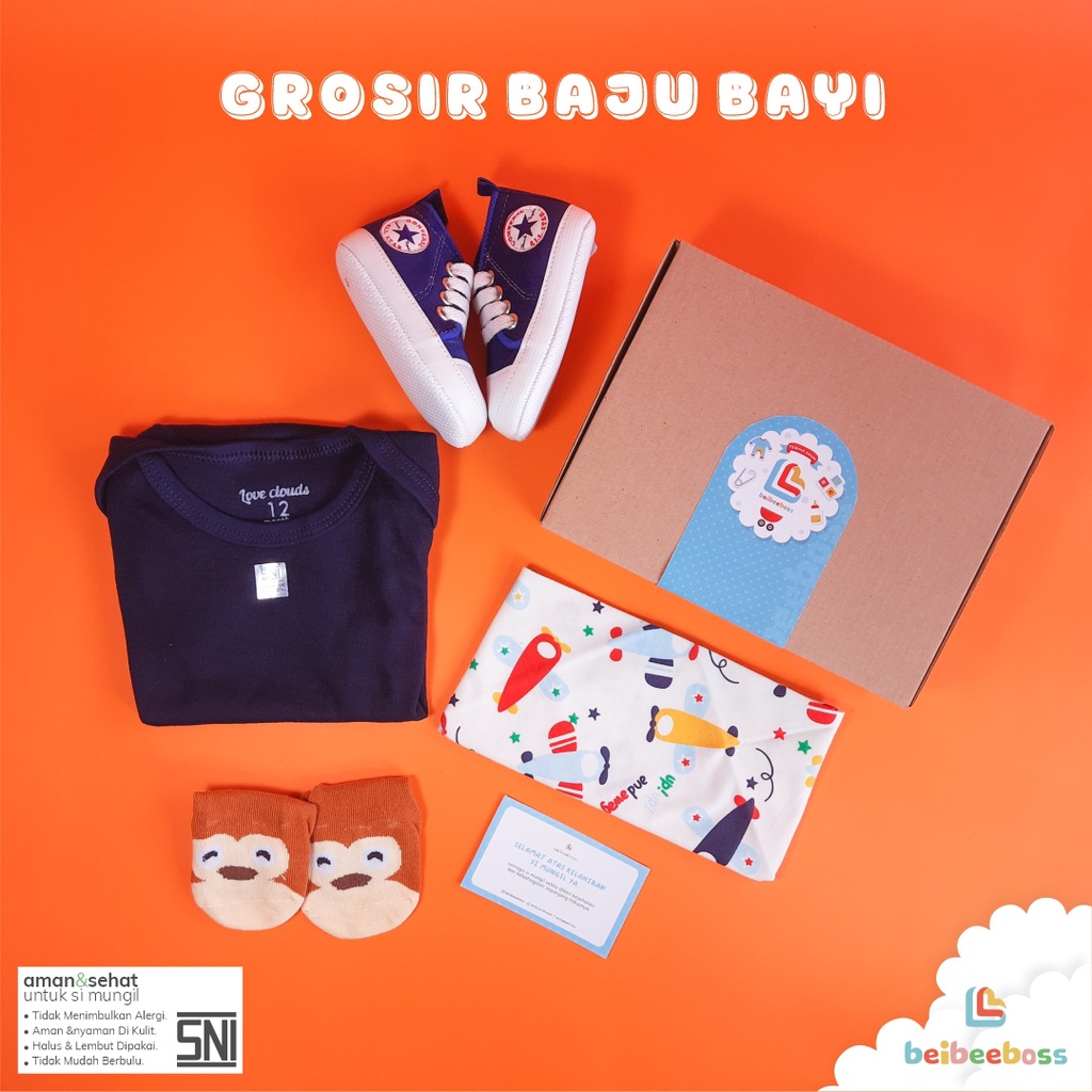 KADO BAYI / HAMPERS BAYI NEWBORN / KADO BAYI / BAJU BAYI/ HAMPERS BABY /GIF BOX BAYI PEREMPUAN / KADO BAYI CEWEK / KADO BAYI COWO / Baju Bayi Perempuan-PAKET B BIRU