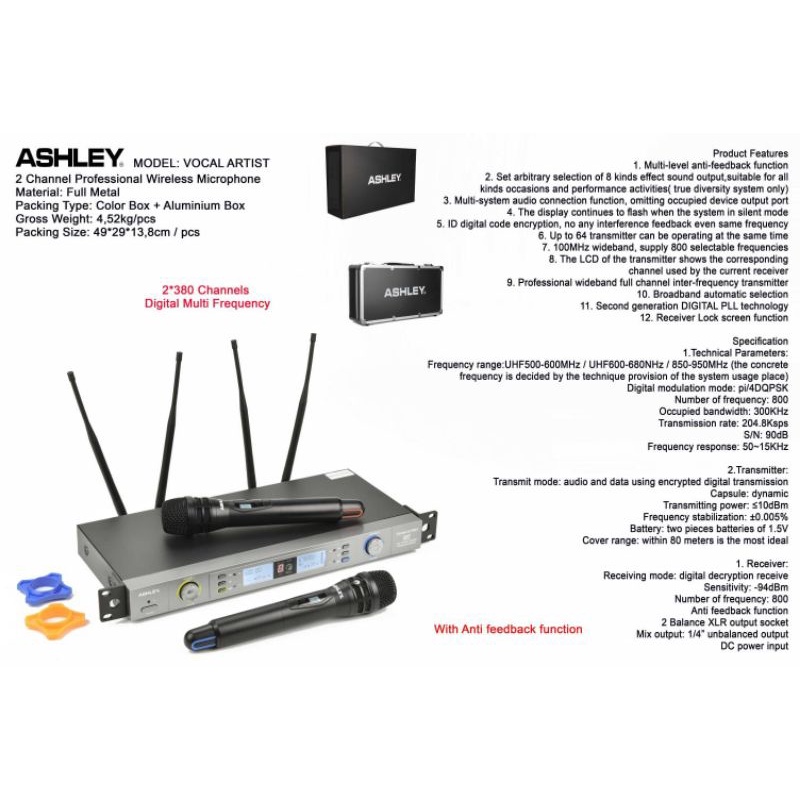 Mic Ashley Vocal Artist/Artis Microphone Wireless Free Koper Original