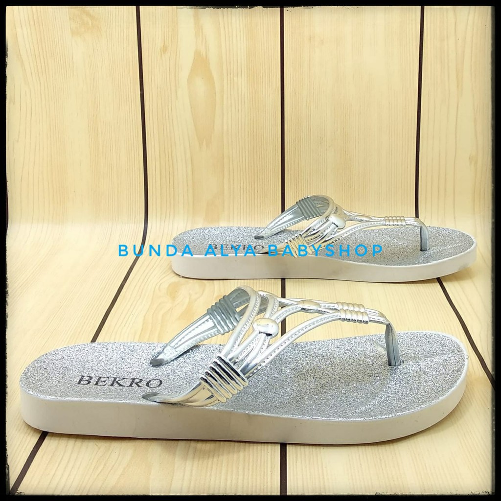 Sandal Wanita Jepit SILVER Size 36 - 40 - Sendal Jepit Perempuan Casual Flat - Sandal Cewek Trendy