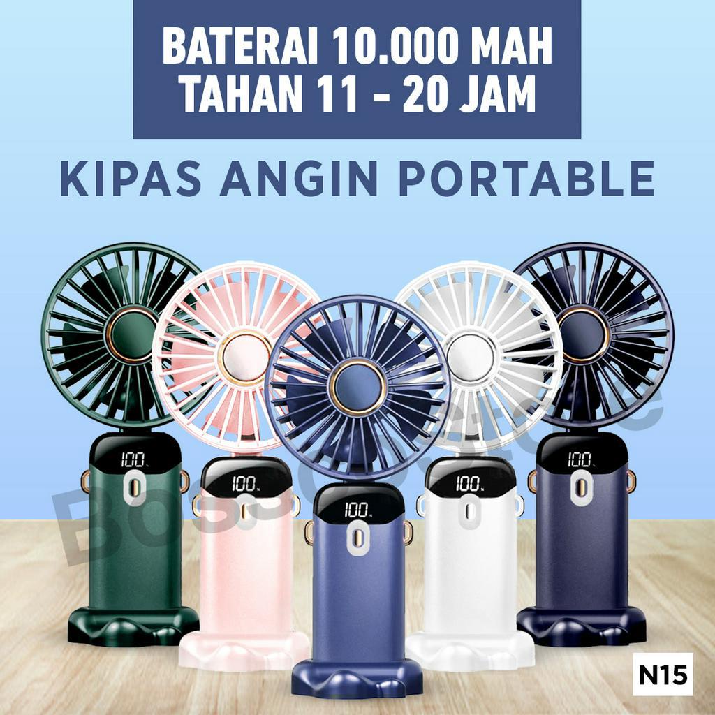 Kipas Angin Lipat Portable 10000mAh Digital Display LCD Premium 5 Speed Kipas angin mini portable kipas angin kecil portable rechargeable kipas angin gantung leher neck fan kipas angin leher baterai besar tahan lama kipas angin usb garansi resmi