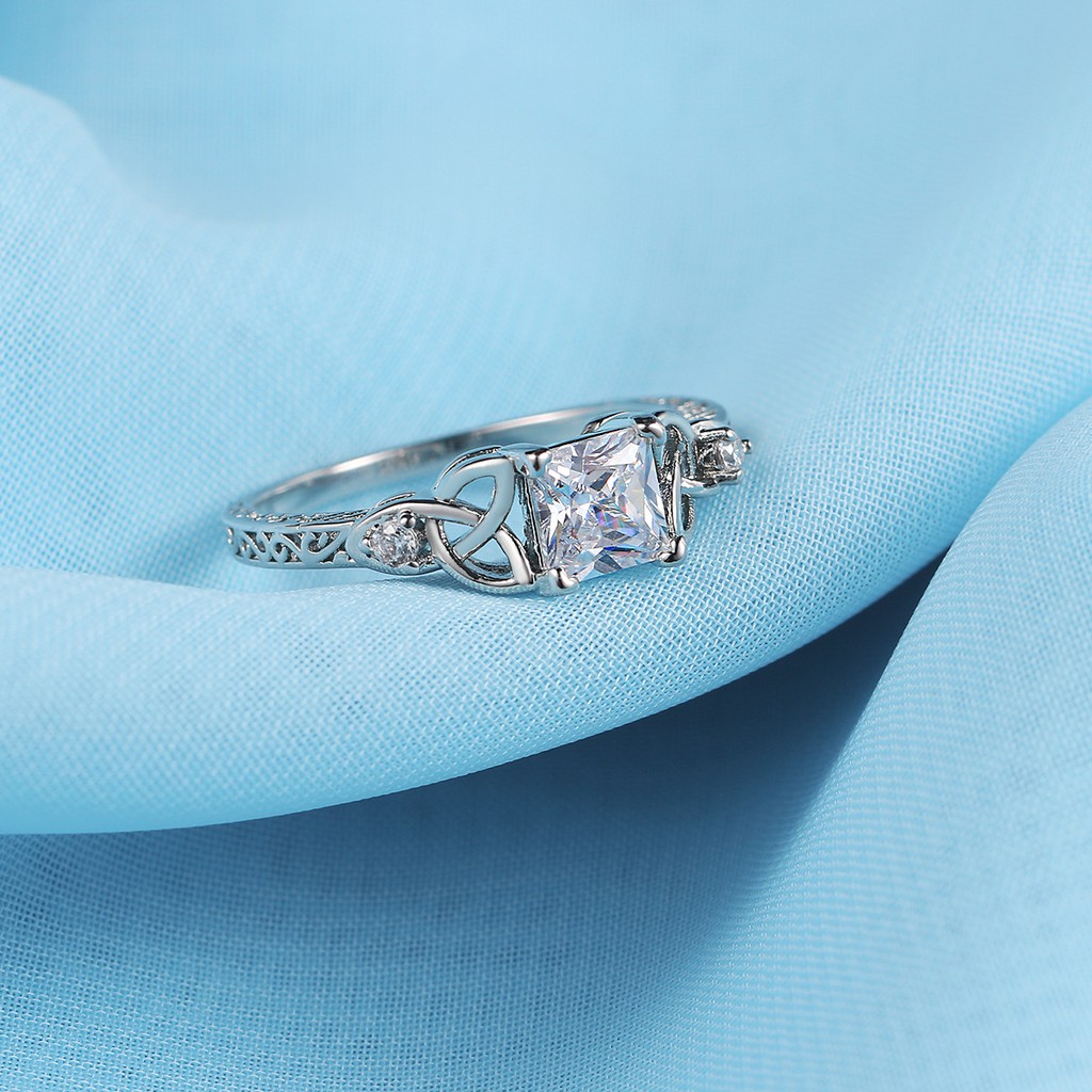 Cincin Berlian Putri Celtic 1.2ct zirkonia kubik Cincin pertunangan