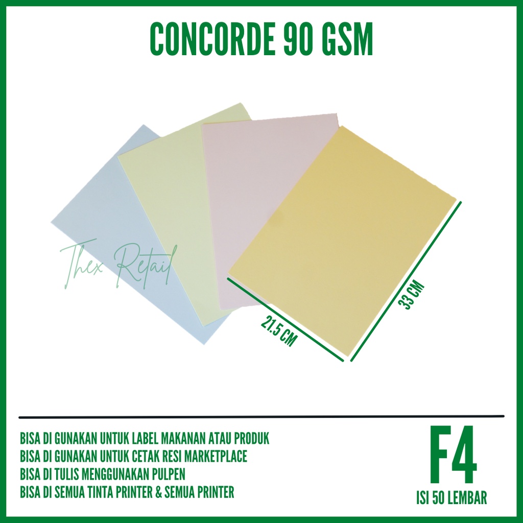

Kertas Concorde F4 90gr isi 50 lembar / Kertas Concorde F4 90gr