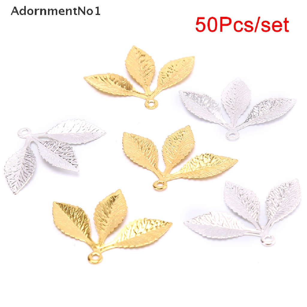 (AdornmentNo1) 50pcs / set Konektor Bentuk Daun Bahan Metal Gaya Vintage Untuk Kerajinan Tangan DIY