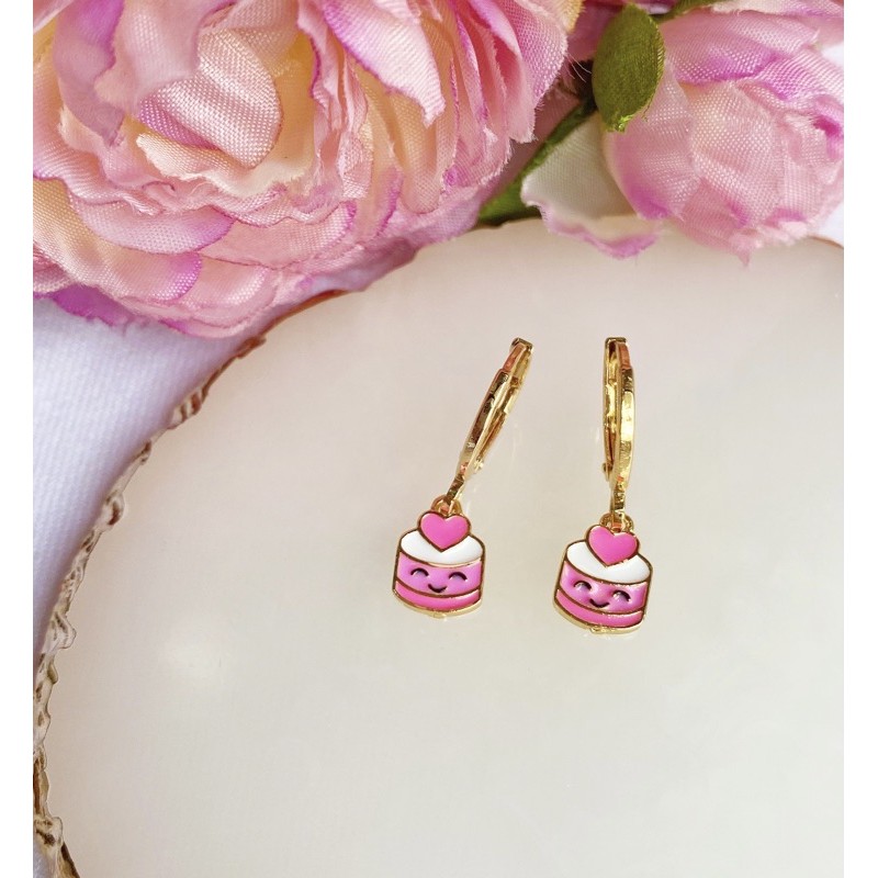 Anting Balita / Anak Pink Cupcake Lapis Emas