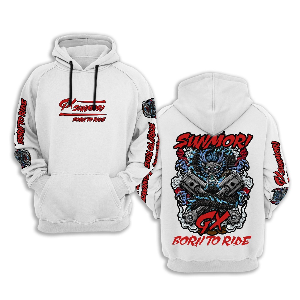 HOODIE SUNMORI GX EVIL RIDER  BORN TO RIDE KATUN FLEECE TEBAL ORIGINAL DISTRO