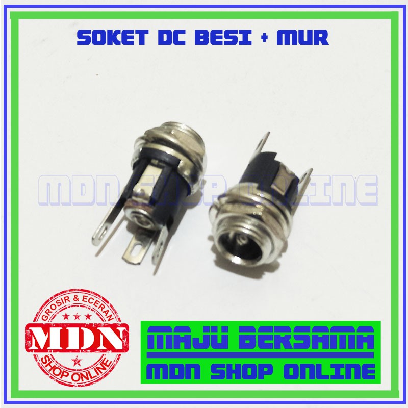 Soket Dc sasis female lobang jack 5,5mm x 2,1mm Besi mur