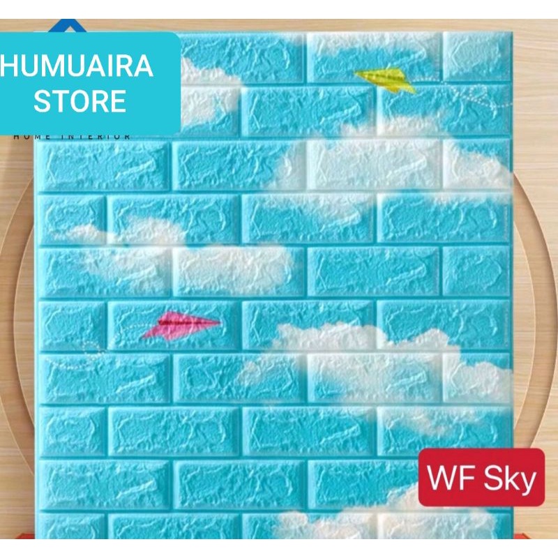( bisa cod )wallpaper brick foam 3d motif awan
