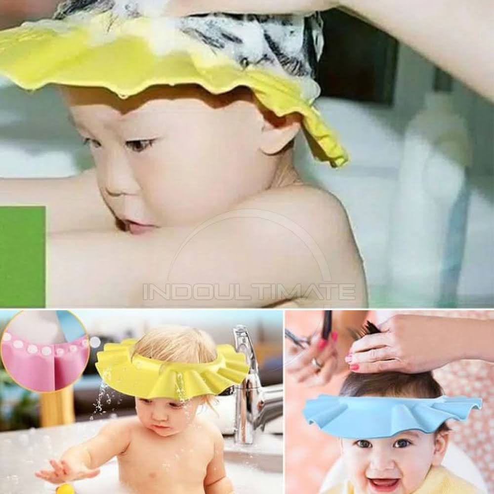 TP-02 Topi Keramas Bayi Penutup Kepala Mandi Pelindung Mata Telinga Baby Shower Cup