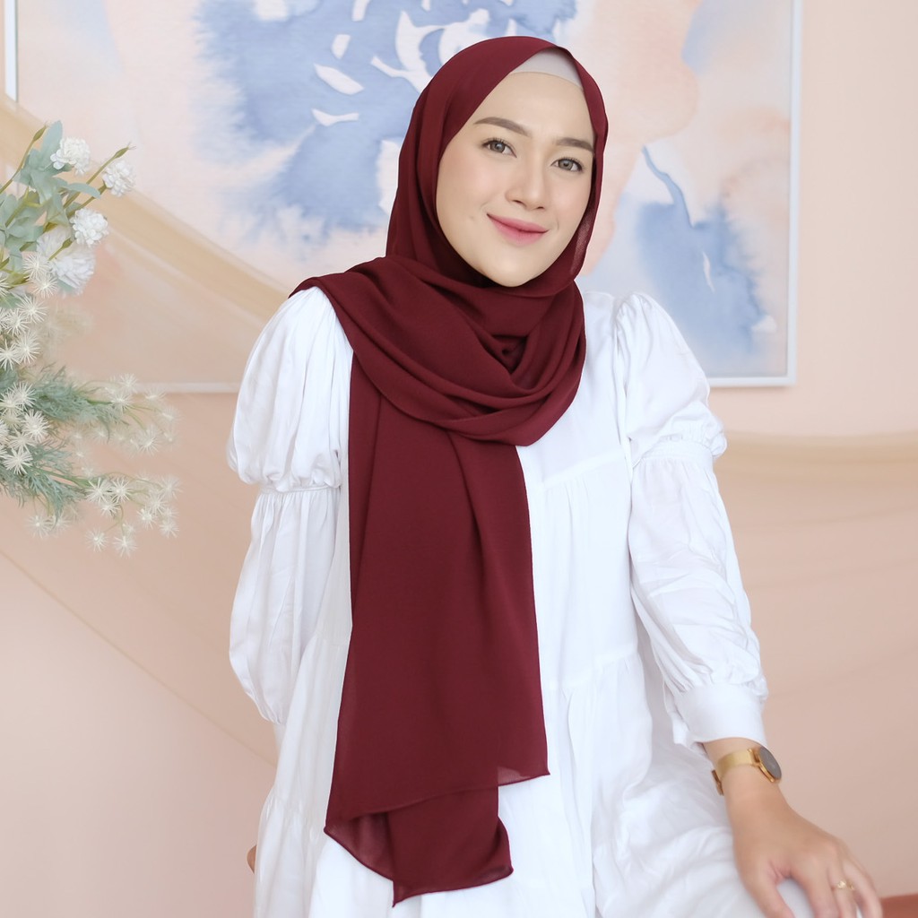 Lozy Hijab - Ilya Shawl ( Pashmina Ceruti )-Burgundy