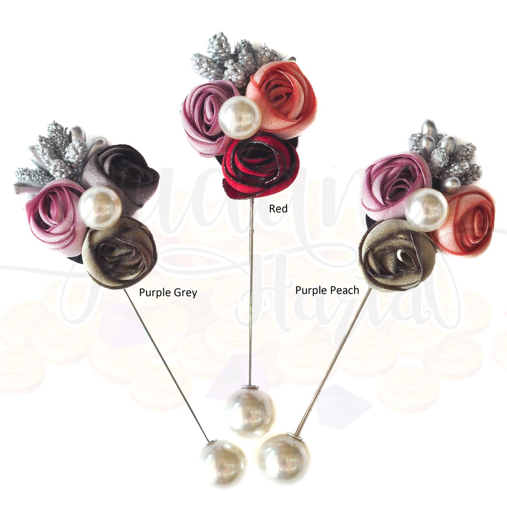 Bros Three Flowers and Pearl Bunga Unik Brooch Lucu Bros Pin Hijab Pins Peniti Jilbab GH 208018