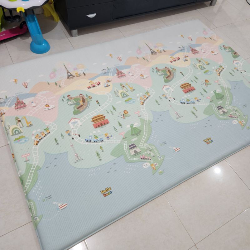 Preloved Cobyhaus Coby Haus Premium Bubble Playmat Size L (210x140x3cm) - HB Sunshine Urban Herringb