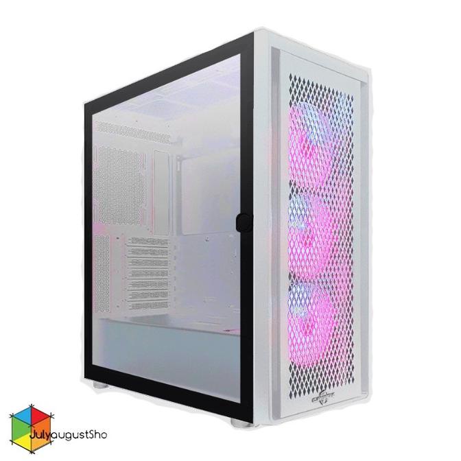 CUBE GAMING STALLA White - ATX Tempered Glass + 3pcs RGB Fan