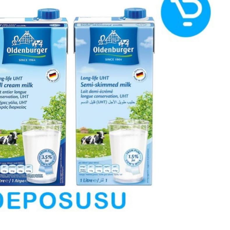

Terbaik OLDENBURGER Susu UHT 1Liter, Semi Skimmed Full Cream import German .,