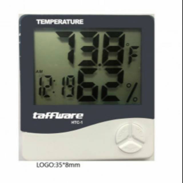 Taffware Digital Multifunction Temperature Humidity Meter + Clock Date Calender HTC-1 putih Grab