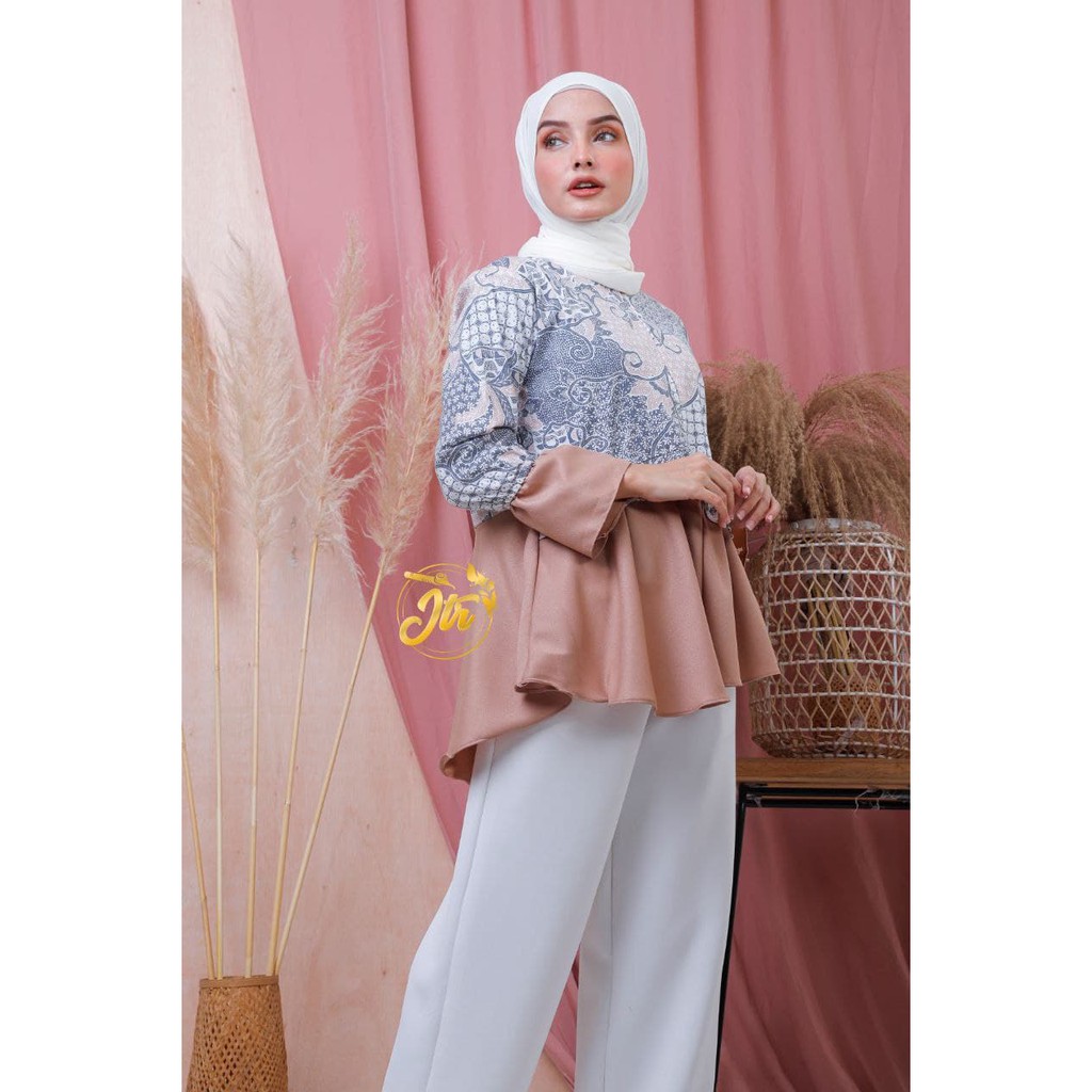 tey-17 Batik wanita ASJ SA HRB026 Kenongo Kemeja Tosca Pendek-1