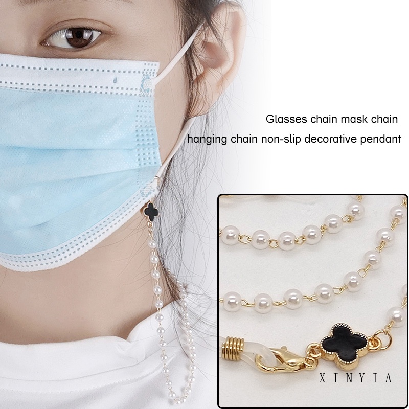Rantai Kacamata Anti Slip Dengan Liontin Daun Clover Untuk Wanita