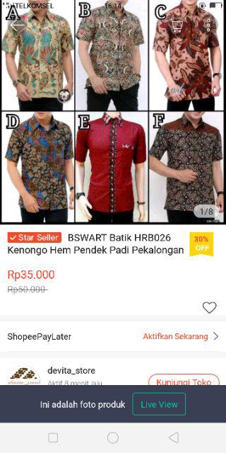 Bswart Batik Hrb026 Kenongo Hem Pendek Padi Pekalongan M L Xl Batik Pria Murah Modern Grosir Ecer