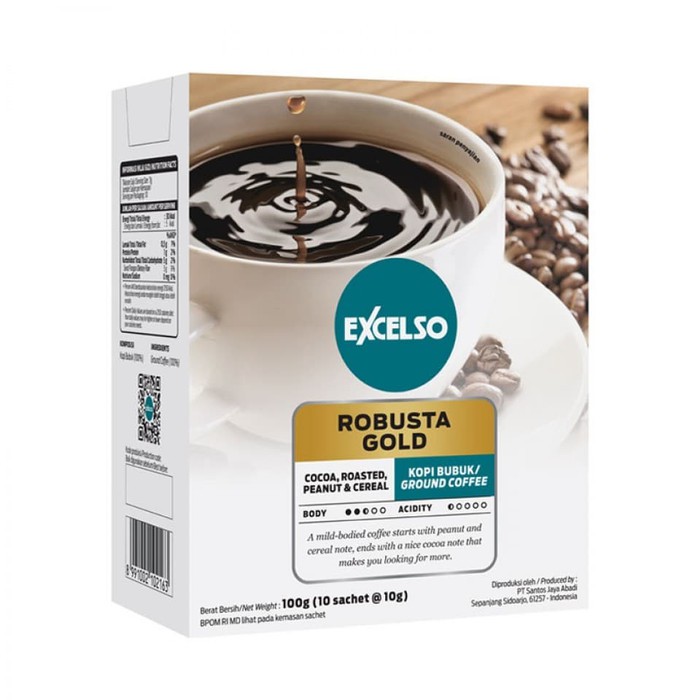 

Coffee Excelso Robusta Gold 100gr(10 sachet/10gr) Box