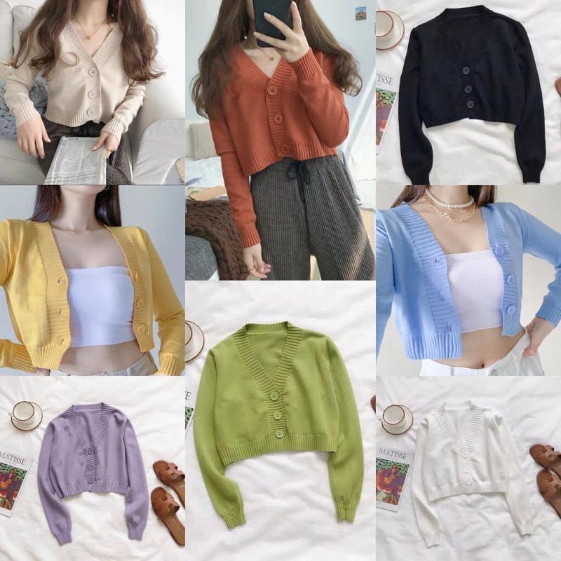 CARDIGAN RAJUT wanita / crop cardi outer / crop polos