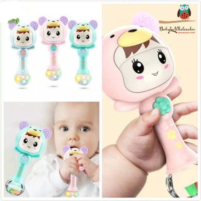 Baby rattle stick musical electric / Mainan genggam kerincing gigitan bayi ada lagu lampu