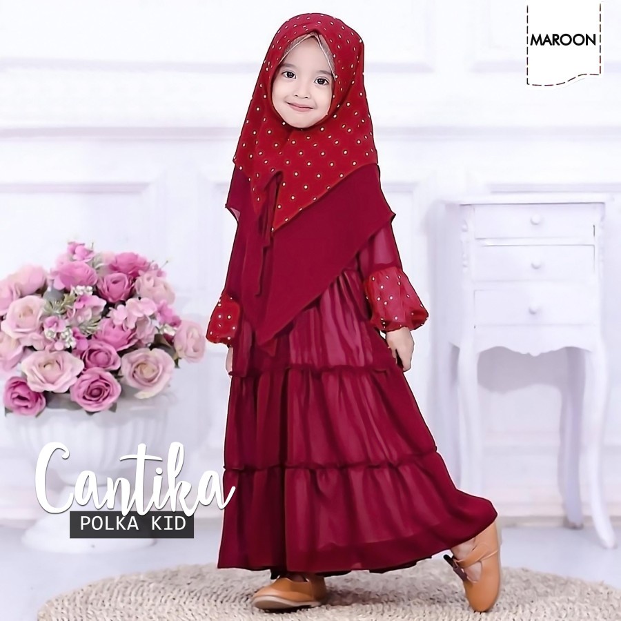 Gamis Anak Perempuan Umur 4 5 6 Tahun Remaja Syari Polky Susun Cantika / Baju Muslim Anak Cewek Terb