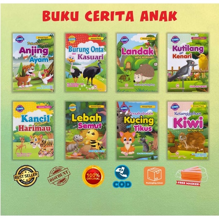 Buku Anak Cerita Dongeng Binatang Lengkap Bilingual Full Colour Burung Onta Kasuari