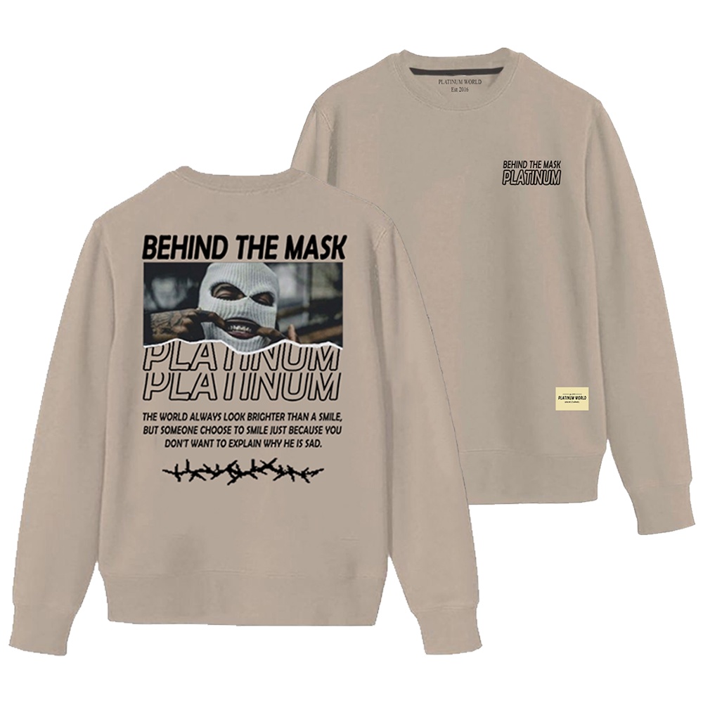 PLATINUM WORLD Sweatshirt Crewneck DDORIS CREAM Platinum // Font Metal // Ootd Indie Premium Quality