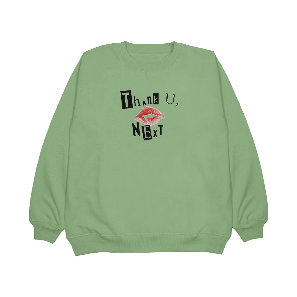 Sweater Wanita Crewneck ( Thank u Next ) Sweatshirt Bahan Fleece Tebal High Quality