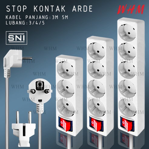 SNI STOP KONTAK 3/4/5LUBANG + KABEL PANJANG 3M &amp; 5M / STOP KONTAK KABEL COLOKAN